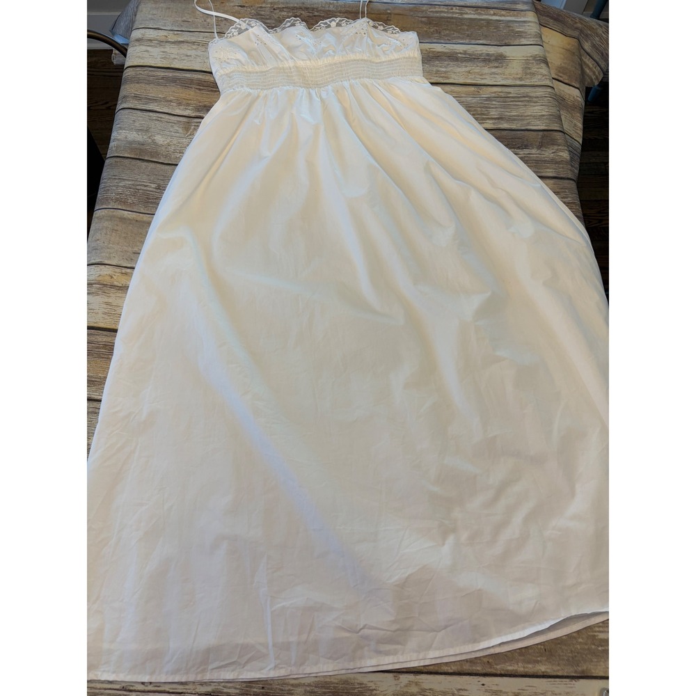 Zara White Eyelet NWT Lace Empire Waist Maxi Dress XL Boho Ethereal Romantic - Picture 4 of 6